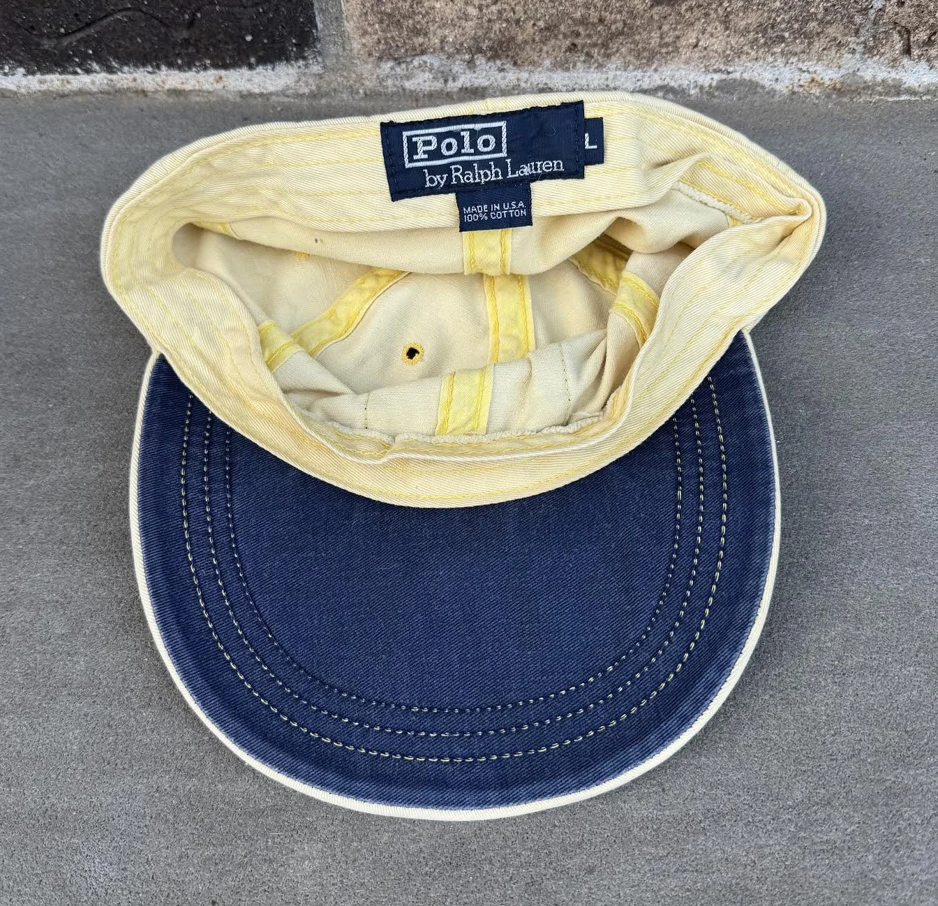 Vintage Polo Ralph Lauren RL-93 Yellow Fitted Hat (Size L Fits